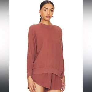 9 seed La Quinta Sweatshirt in Clay resort gauze textured size S USA long sleeve